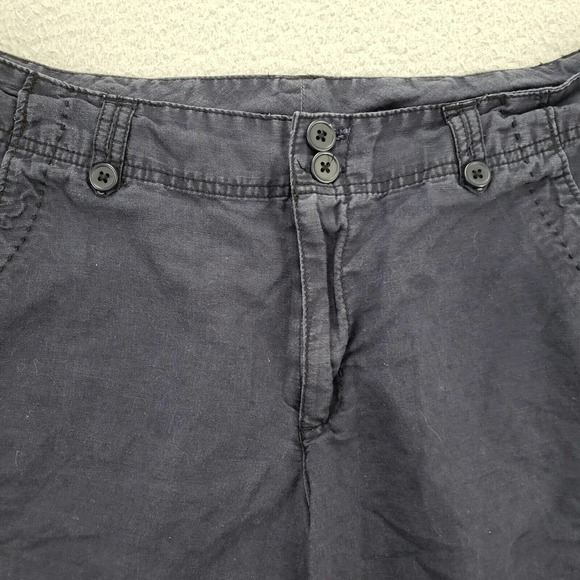 St John's Bay Shorts Womens 12 Linen Blue Cargo Utility Flat Front Pockets - Picture 2 of 13